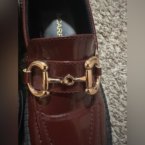 SCARPA Women’s Burgundy Chunky Platform Loafers Horsebit Lug Sole – Size 8 - Picture 4 of 5